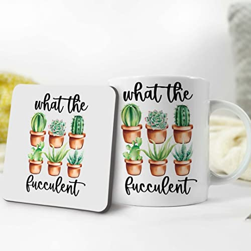 Cactus Plants Mug & Coaster Set Funny Rude Joke Coffee Tea Mug Garderners Plants Allotment Gift