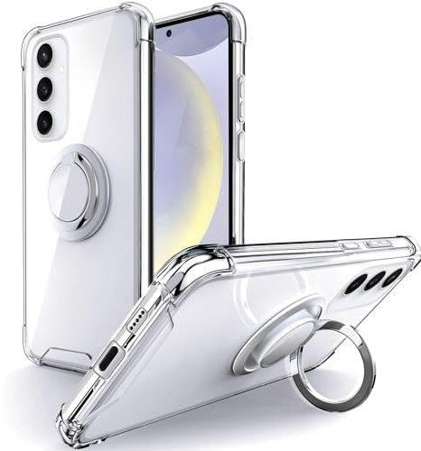 Silverback für Samsung Galaxy S24 Plus Hülle, Handyhülle mit 360° Ring Halter Schutzhülle TPU Cover Stoßfester Stoßfänger Weiche Dünn Case - Transparent