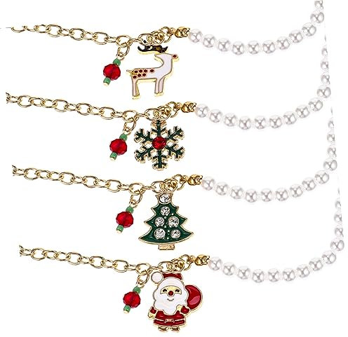 BESTYASH 4stücke Weihnachtsarmband Teiliges Armband Mit Weihnachtsmotiven Perlen Und Anhängern Für Festliche Anlässe Charmante Geschenkidee Für Damen Und Mädchen
