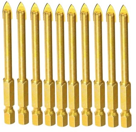 MACHSWON 10Pcs 3mm Tungsten Carbide Tile Drill Bit Set Glass Ceramic Flat Spear Head Drill Bit
