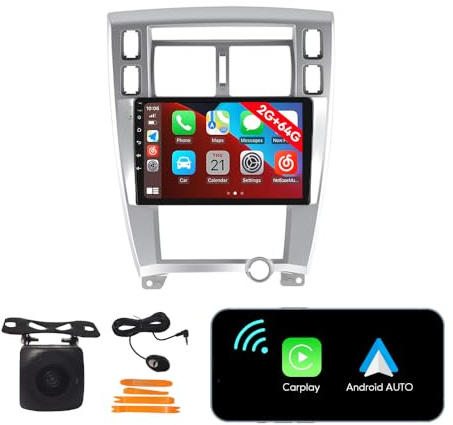 [2G 64G] Android Car Stereo FM Radio Carplay Android Auto 10 Touchscreen Headunit Media Player with Backup Kamera Für Hyundai Tucson 2006 2007 2008 2009 2010 2011 2012 2013 2014 at MT