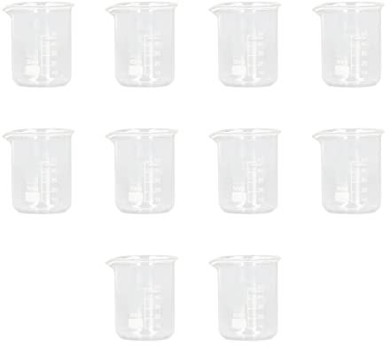 10 Vasos de Precipitados Cilíndricos Graduados de 50 Ml con Línea de Escala Transparente, Vidrio de Borosilicato Grueso, Resistente a ácidos y álcalis, Ideal para Proyectos de