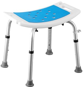 Sgabello da doccia antiscivolo regolabile VED – Sedia da bagno in alluminio antiruggine leggera per anziani, disabili, gravidanza, post-operatorio, da 14,96 a 20,07 pollici (da 38 a 51 cm)