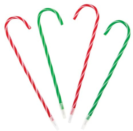 Baker Ross FN358 Candy Cane Pens - Pack of 6, Christmas Party Bag Fillers for Kids