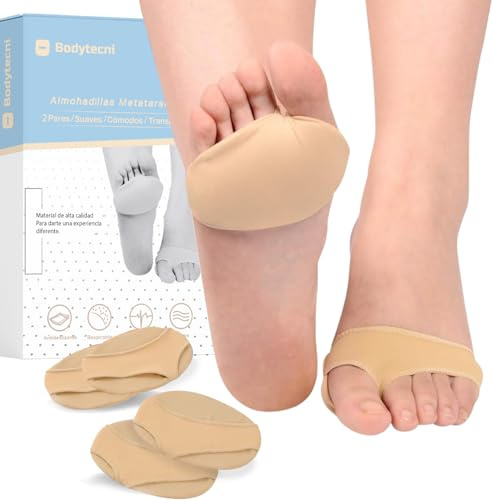 Bodytecni Almohadillas Metatarsianas - Pack 4 Unds - Cojines de Pie para Mujeres y Hombres - Plantillas para Pies, Ampollas, Callosidades y Dolor en el Antepié (L 40-45)
