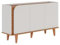 ACTUAL DIFFUSION Buffet Bas 3 Portes 5 Niches Blanc et Chêne 5 Pieds Bois L 136 H 79.2 P 39.3 cm
