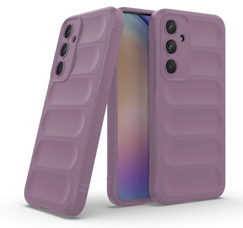 LBH Handyhülle für Samsung Galaxy A35 5G Schutzhülle Case Cover Bumper Anti-Schock Stoßabsorbierende Hülle Robust Stoßfest Kratzfest rutschfest Softgrip Griffzonen GripLine Violett