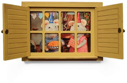 Sam & Julia – Bausatz Mäusefenster für Kinderzimmer – Miniatur-Fenster aus Holz für die Wand, den Kühlschrank oder Tisch – Kreatives Bastel- und Deko-Set mit Postkarten & Zubehör – Das Mäusehaus