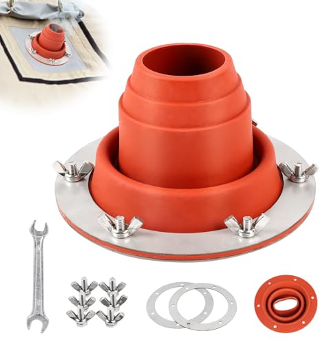 SUPAWAY Paso de tubo para estufa de tienda Orificio de fijación para tubo de estufa Cubierta resistente al calor con tubo de silicona y llave Manguito para tubo de tienda para tubos 45-100mm (Naranja)