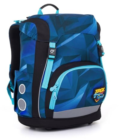 TOPGAL KIRA – Schulranzen für Jungen ab 1. Klasse, mit Fidlock-Verschluss, Schultasche mit reflektierende Elemente, 23 L Schulrucksack mit Brustgurt & Rückenpolsterung (Auto)