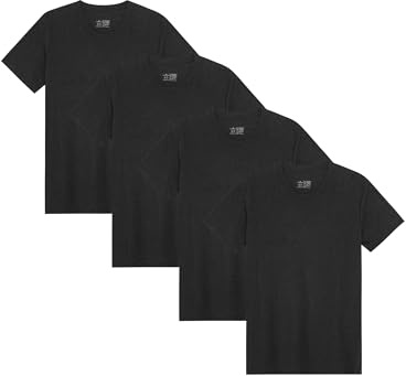 DANISH ENDURANCE Kurzarm Herren T Shirt aus Modal & Bio-Baumwolle, Rundhals-Ausschnitt, 1er, 2er oder 4er Pack Schwarz XXL