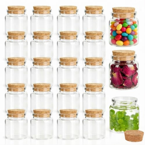 Axincardarm Spell Jars 50ml Small Glass Jar Clear Bottles with Cork 20 Pcs | for Wedding Party Favors Diy Crafts