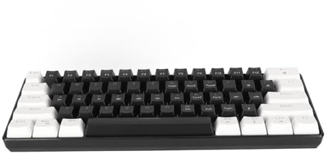 Hamwesh Mechanical Keyboard, 61 Keys Compact Ice Blue LED Blue Switch Ergonomic Keyboard, 60 Percent with USB Wired Connection for Mac PC Laptop (White Black)