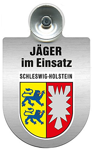 Einsatzschild mit Saugnapf - Jäger im Einsatz - 393821 incl. Regionenwappen Farbe Region Schleswig-Holstein