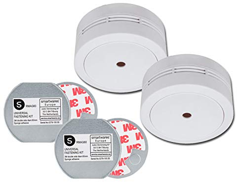 Mini Rauchmelder im Doppelpack mit 10 Jahres Batterie – DIN EN 14604 - VdS Zertifiziert - mit praktischer EASY & CLEAN Magnetmontage