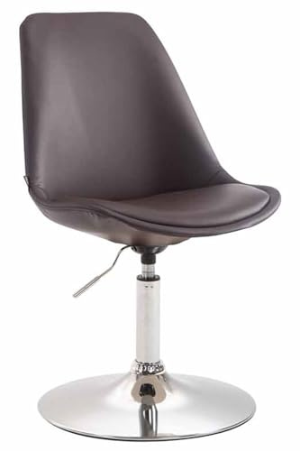 CLP Esszimmerstuhl Maverick Kunstleder I höhenverstellbarer Lehnstuhl I Drehstuhl mit Trompetenfuß I Sitzhöhe von ca. 43-48 cm, Farbe:braun, Gestell Farbe:Chrom