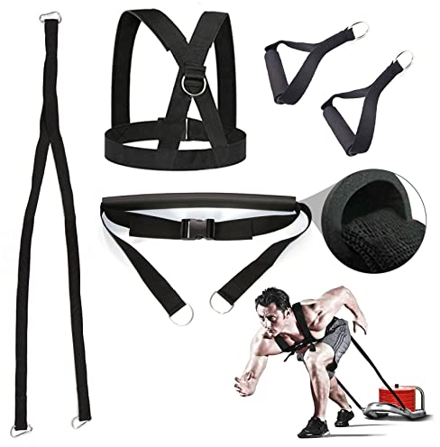 YNXing 5-Pcs Weight Sled Harness Kits Sled Pulling Strap for Running Sprinting Football Ice Fishing Power Pulling Resistance Speed Agility Training (9.8FT)