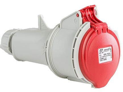 Base enchufe industrial hembra 3P+T 32A 380V IP44 aerea Rojo