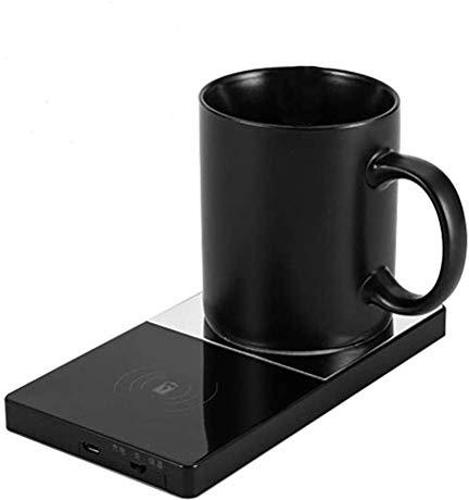 Delaspe Scaldatazze USB, Tazza riscaldante, scaldabiberon Elettrico, Tazza riscaldante per Ricarica Wireless, Adatta per casa e Ufficio