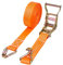 Sangles d'arrimage à cliquet 50 mm x 1 m avec crochet en J - Sangle d'arrimage à cliquet - Sangle de sécurité de roue pour voiture - Orange