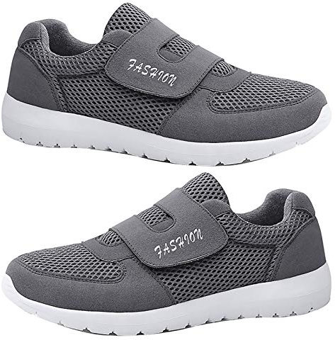 Porfeet Hommes Baskets, Hommes Maille Respirant sans Lacet Baskets Antidérapantes Course à Pied Chaussures De Plein Air Gris 43