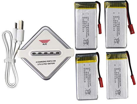 ZYGY 4PCS 3.7V 1200mah lithium battery with 4 in 1 charger for SP650 aerial photography UAV quadcopter spare parts rc helicopter battery