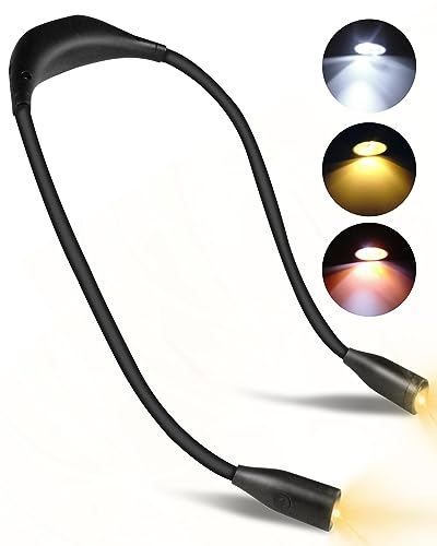 MOXTOYU Reading Light, Rechargeable LED Neck Book Light for Reading in Bed, 3 Colors Neck Light for Knitting, 1000mAh Stepless Dimming Neck Hug Reading Light for Reading Valentines Gifts for Him Her