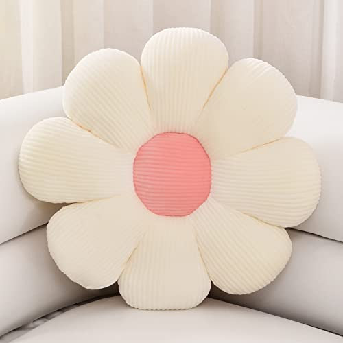 Sioloc Blumenförmiges Kissen, Gänseblümchen-Kissen, Bodenkissen, Sitzkissen, Wohndekoration & Plüsch-Wurfkissen für Bett, Sofa, Sessel (weiß, 38cm)