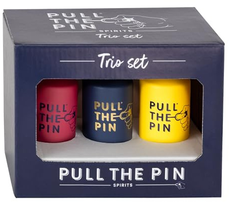 Pull the Pin Rum Gift Set Trio - 3x5cl Spiced Rum, Passion Fruit & Pineapple Rum, Raspberry & Strawberry Pink Rum 37.5% ABV, Flavoured Rum Mini Alcohol Gift Set, Birthday, Fathers Day Gift