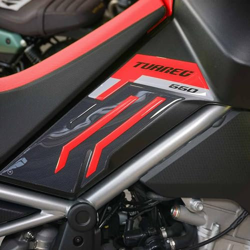 labelbike - 3D Aufkleber aus Gelharz seitlicher Tankschutz kompatibel mit Aprilia Tuareg 660 2022-2025 Farbe: Rot