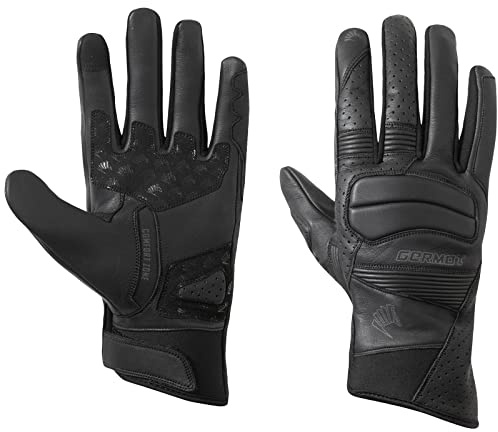 Germot Motorradhandschuhe Seca schwarz Sommer Leder Stretch ergonomisch, 10 / L