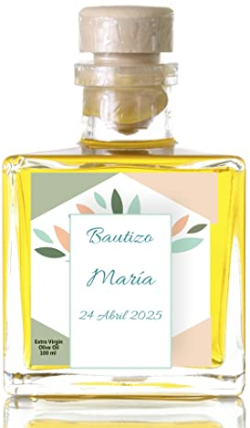 Botellas Regalo Aceite Oliva Personalizado Botellas Comunión Bautizos, Regalo Bodas, 100 ml botellitas regalo - Aceite de Oliva Virgen extra 16 uds (16 Und Diseño Dulce)