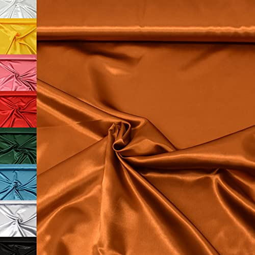 MAGAM-Stoffe 1m Estelle Satin Stoff uni ideal für Kleidung und Deko Meterware (04. Cognac)