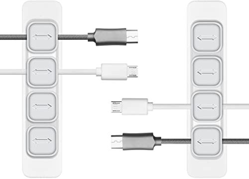 Yugoo Magnetic Cable Organizer, Magnetic Cable Clips, Cable Holder Clips Organizer, Desktop Cord Management for All Wires (2 Pack, White)