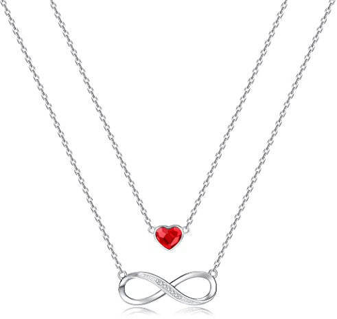 Louisa Secret Infinity Pendant Necklaces for Women 925 Sterling Silver Love Heart Double Layer Necklaces,Anniversary Birthday Christmas Valentine Mother’s Day Jewellery Gifts for Mum Women Girl Sister