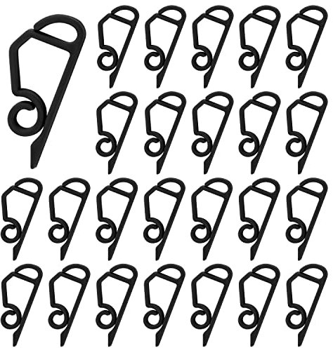 KINBOM 100Pcs Christmas Light Gutter Clips Eavestrough Clips Plastic Xmas Light Hanging Hooks for Outdoor Home, Compatible with LED Decorative String Lights (Black)