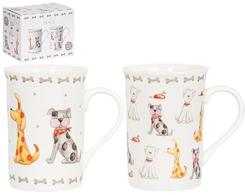 Lesser & Pavey Faithful Friends Dog Mugs Set of 2 | Ceramic Coffee Mugs Set for Home or Work | Premium Design Mugs Set for All Occasions | Lovely Mugs for Tea, Coffee & Hot Drinks