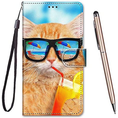 TOUCASA Kompatible mit Samsung Galaxy A14 5G Hülle, Handyhülle Samsung A14 5G Schutzhülle Brieftasche PU Leder Flip Case Handytasche Klapphülle für Samsung Galaxy A14 5G (Katze Trinken)