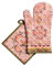 Maison d' Hermine Set di guanti da forno damascati e presine per barbecue, cucina, cottura, griglia, microonde, barbecue, Ringraziamento, Natale (19 cm x 33 cm e 20 cm x 20 cm)