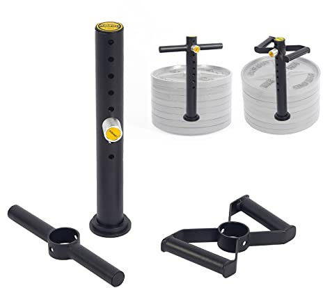 RISINGFIT Verstellbarer Kugelhantel-Griff, robuster Kugelhantel-Griff für Platten, Ladestift mit Doppel-D-Stange und T-Stange für olympische Hantelscheiben, hält bis zu 90 kg.