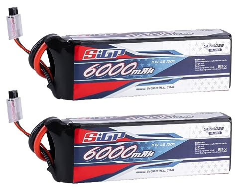 SIGP 3S 11.1V Lipo Battery 6000mAh 100C Soft Case with Deans T Plug for RC Car Truck Boat Vehicles Tank Buggy Racing Hobby 2 Packs