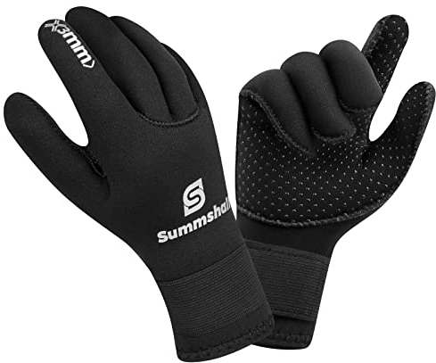 Summshall Neoprenhandschuhe 3mm Neopren Handschuhe für Damen Herren Thermisch Anti-Rutsch Wärmender Tauchhandschuhe mit elastischem Handgelenk zum Tauchen, Surfen, Schnorcheln
