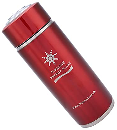 Bouteille Alcaline Bouteille D'énergie Nano en Acier Inoxydable Bouteille D'eau Alcaline en Acier Inoxydable Portable Nano Balance Bio Energy Lonizer Cup Flacon (Argent) (Rouge)