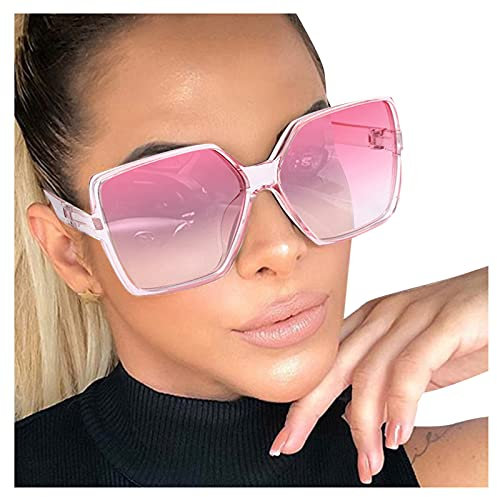 PAIDAXING Occhiali da sole polarizzati classici per le donne grandi rettangolari alla moda occhiali da sole da donna retrò oversize occhiali da sole quadrati montatura resistente occhiali da, rosa,