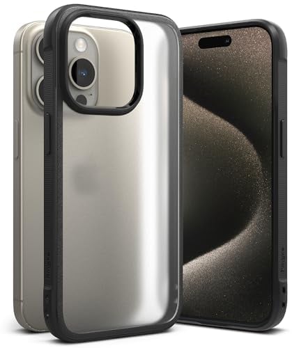 Ringke Fusion Bold [Vergilbungsfrei] Kompatibel mit iPhone 15 Pro Hülle, Anti-Fingerabdruck Fester Griff Rutschfester Rahmen Stoßfeste TPU Bumper Mattierte Harte Rückseite Handyhülle - Matte Black