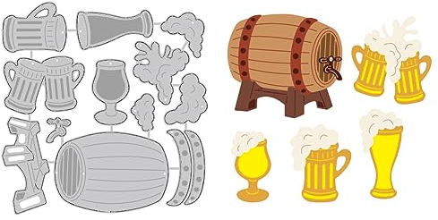 BENECREAT Fass-Stanzform Bierkrug, Gestanzte Prägeschablonen Vorlage Für Herstellung von Papierkarten, Dekoration, DIY, Scrapbooking, Album, Basteln, Weihnachtsdekoration