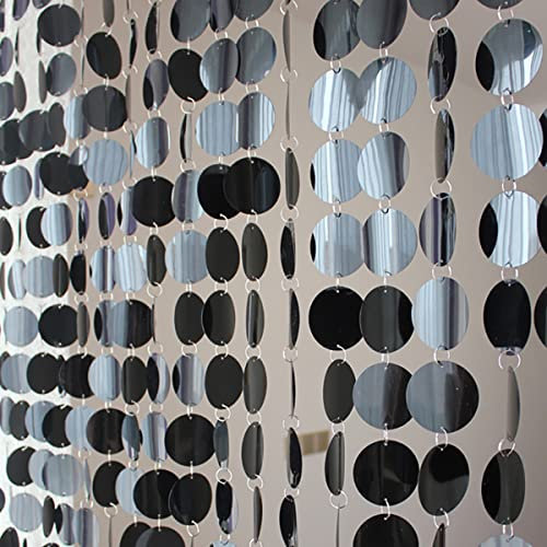 ECYC Ltd Sparkle Sequin Beaded Curtain Door String Curtains, PVC Sequin Bead Doorway Curtain Door Window Decor Room Divider Blind for Home Festivals Wedding Party Decorations (5 Strips, Black)