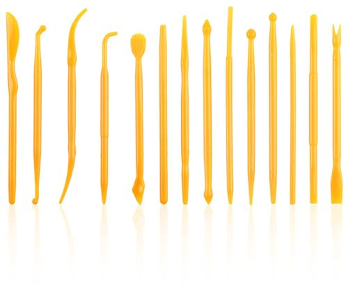 Polymer Clay Tools, 14 Pcs Pottery Clay Sculpting Tools, Plastic Clay Modelling Tools, Pottery Carving Tools, Double-Ended Polymer Clay Modeling Sculpting Tool for Engraving Embossing Shaping