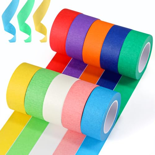moinkerin 10 Pezzi Washi Tape Nastro Adesivo Colorato per i Mestieri d'Arte, l'Etichettatura, le Forniture per lo Scrapbooking, il Regalo