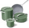 Caraway Cookware+ Collection – Spezial-Kochgeschirr-Set – Petite Cooker, Bratpfanne, Rondeau & Suppentopf – 3 Deckel und Aufbewahrungs-Organizer im Lieferumfang enthalten – Salbei